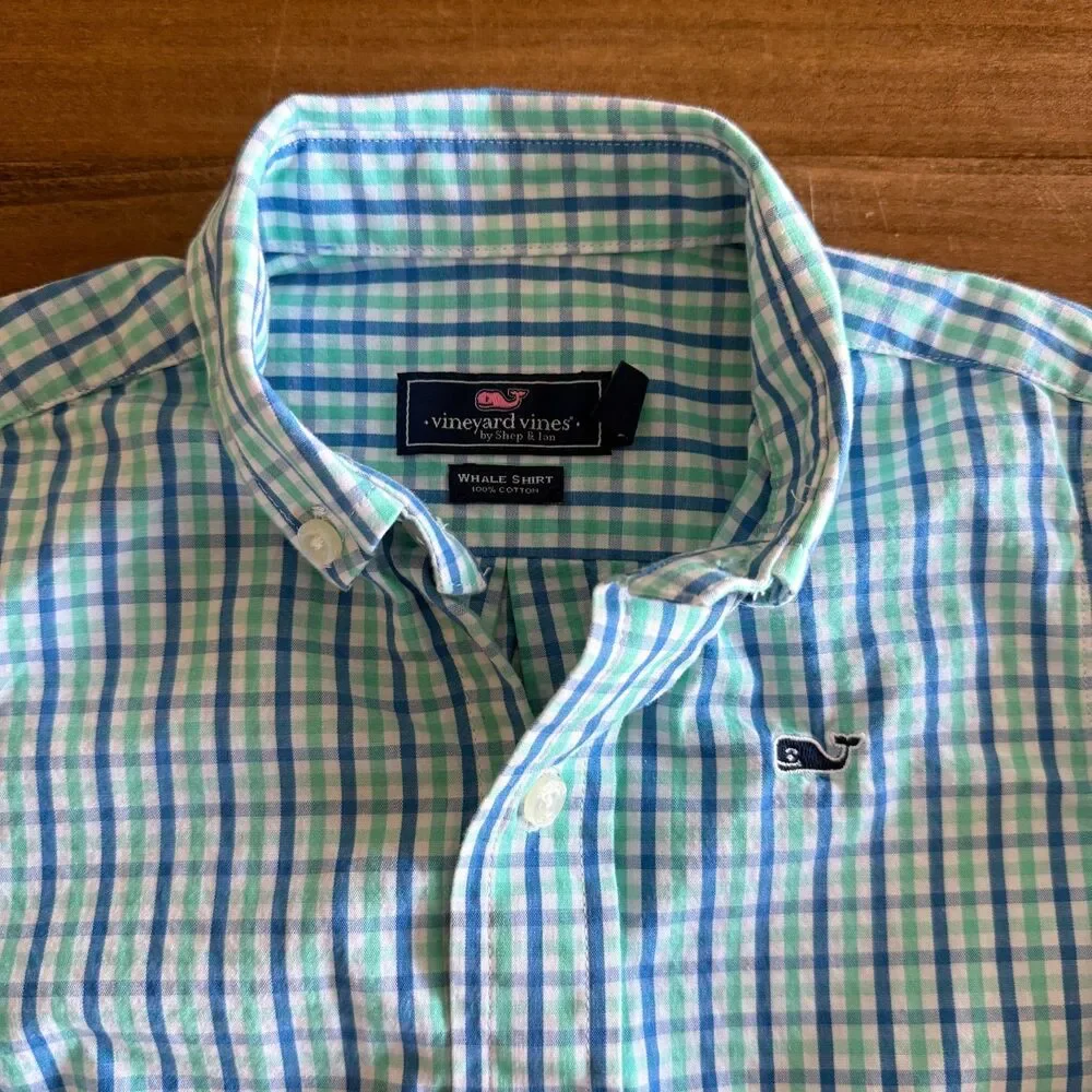 Vineyard Vines Green & Blue Plaid Collared Button Up Shirt Boys' 3T - Picture 4 of 11